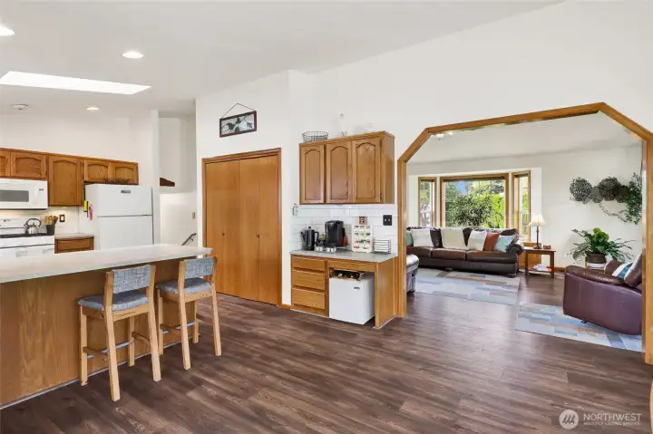 Open to the living room for easy entertaining.