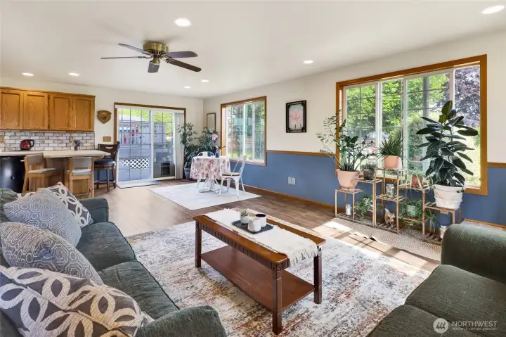 Filled with light and views of the private back yard.