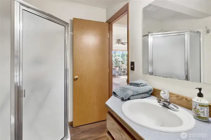 A 3/4 bath serves the lower level.