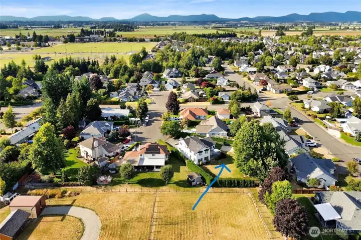 This home is located on Lynden's east side. This shot looks north where you can see Bender Fields for perspective.
