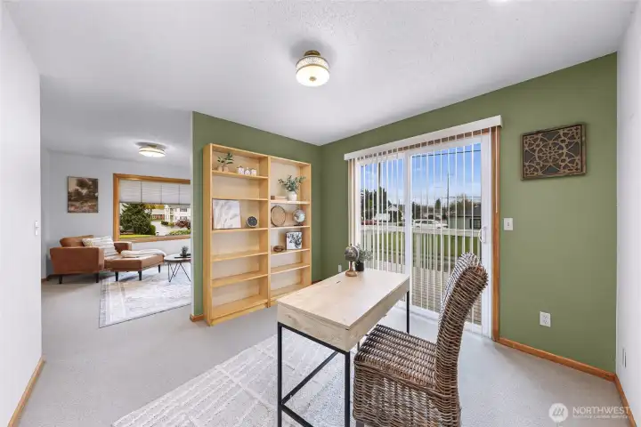 Office Space off the Living Room with access to wrap around deck