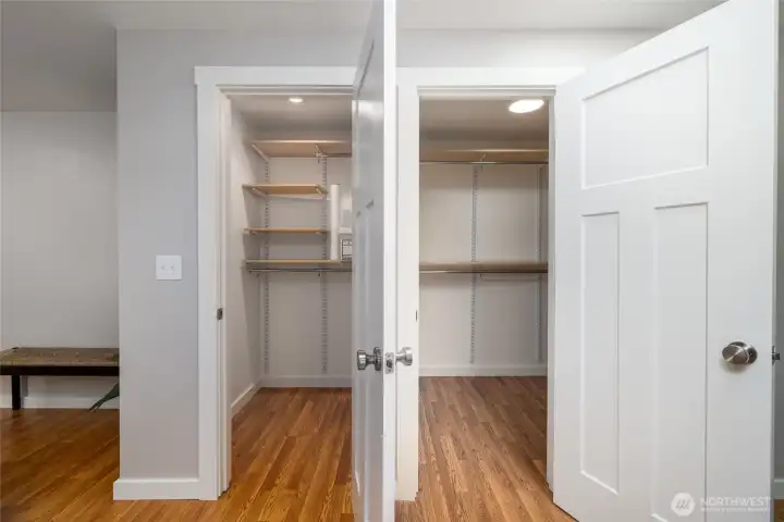 His and hers walk-in closets!  Solar tube provides ambient lighting.