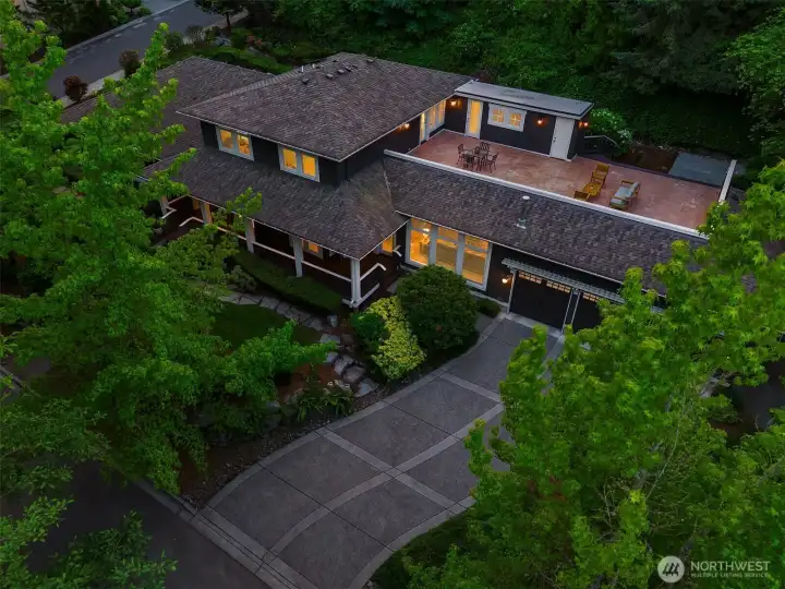 Set on a 21,621-square-foot cul-de-sac lot, the home's scale and privacy become fully clear from above - a rare find in this coveted corridor.