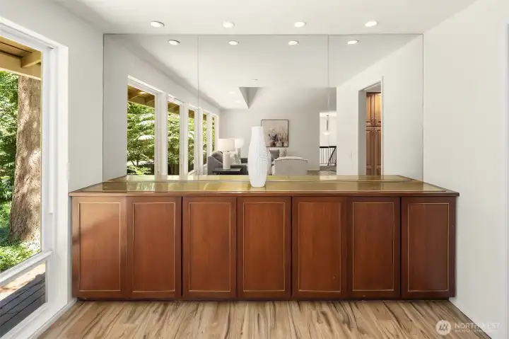 Built-in cabinetry adds both beauty and function.