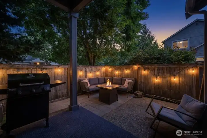 With both open and covered patio areas, you can choose your preference as you enjoy your very own lush and private oasis. This corner property has the BEST outdoor area!