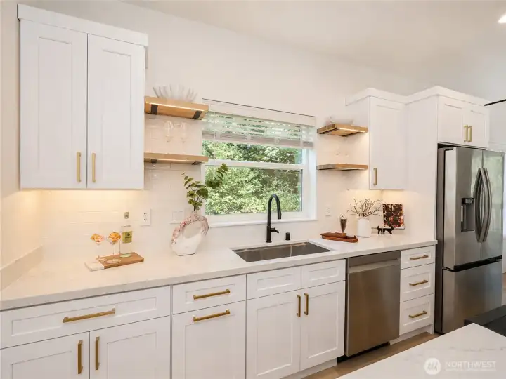 Open shelving and under cabinet lighting Open shelving and under cabinet lighting