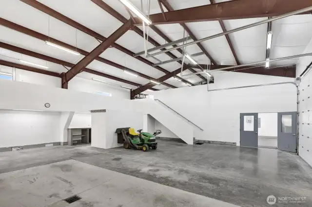 View of the inside of the shop showing the loft area above