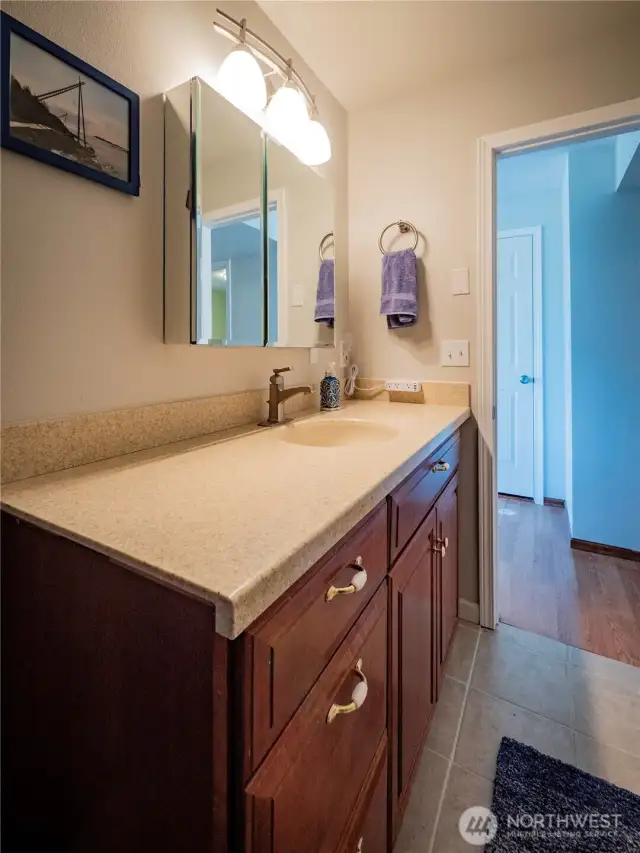 DOWNSTAIRS FULL BATH...CORIAN COUNTERS...TILE FLOORING