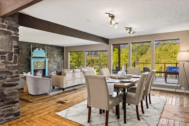 An open concept design creates a light-filled, welcoming atmosphere for everyday life and entertaining.