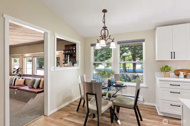 Perfectly places between the living room, kitchen, and rec room, you won't miss a thing!