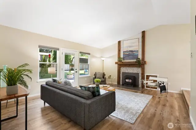Spacious and comfortable, it includes a stunning custom-built fireplace with locally-sourced beams from Fisher Flour Mill.