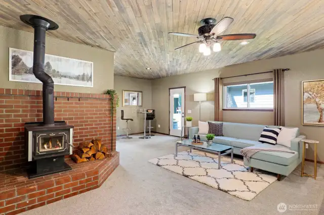 With it's own freestanding wood-burning fireplace, it's extra cozy and fun.