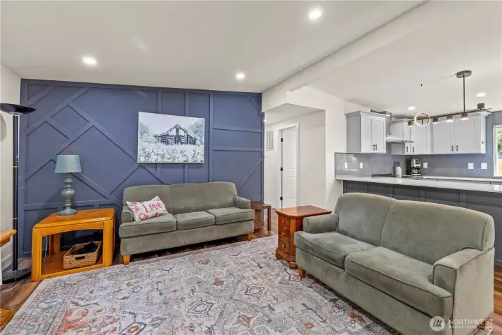 Accent Wall in living room space as you walk in
