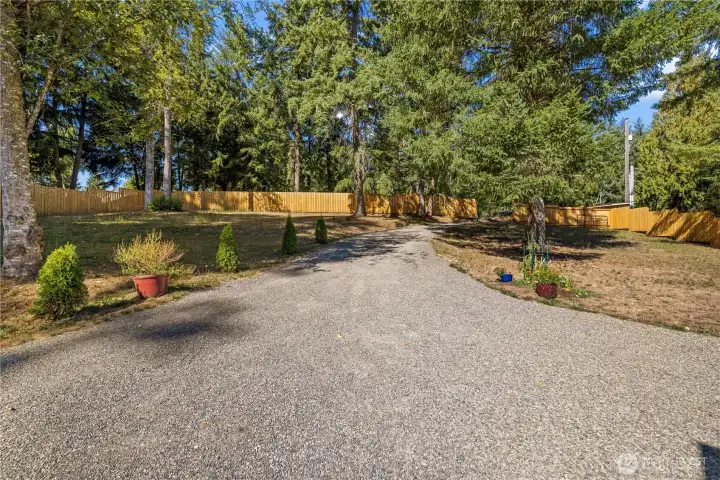 Long driveway for home.