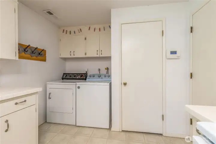 Laundry corner and pantry, garage access on the right
