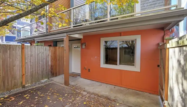 Private fully fenced patio entry