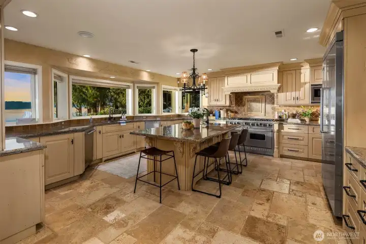 Chef inspired kitchen was designed to maximize efficiency and storage, creating a dedicated space for serious cooking.