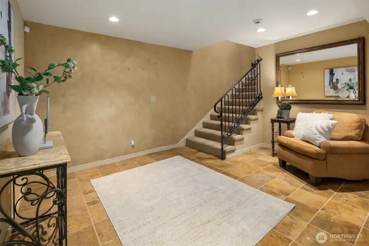 Lower level sitting area is a great spot for getting lost in your favorite book.