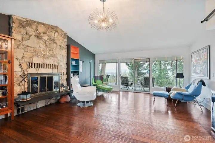 Vaulted ceilings in family room