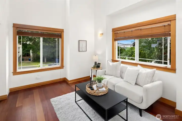 Soak up the morning sun complete with soaring ceilings.