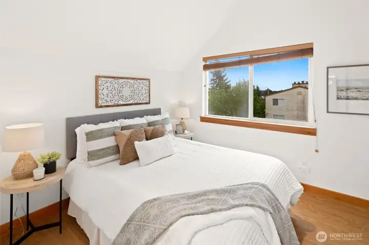 Ensuite Primary Bedroom with soaring ceilings.