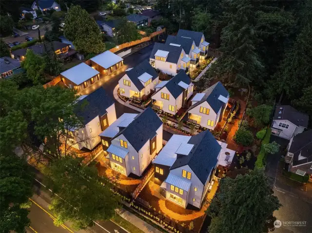 Beautiful view of Thornton Creek Commons at night