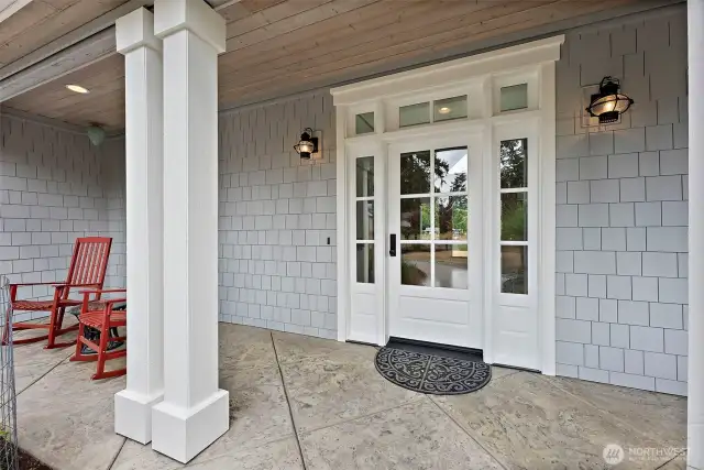 Covered Front Porch Invites You In.