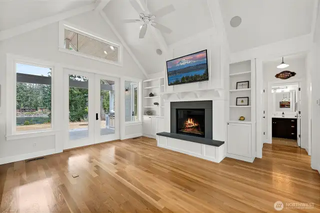 Vaulted Ceilings, Built-In Cabinetry, Gas Fireplace.