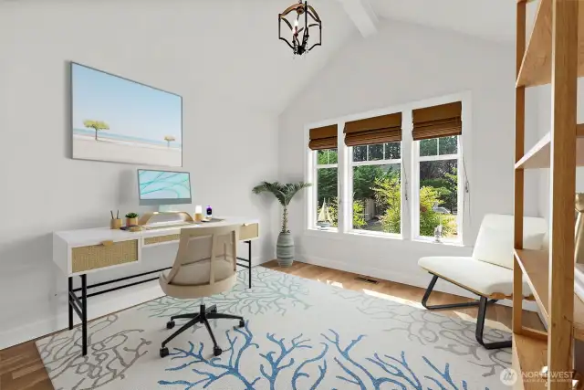 Secondary Bedroom Virtually Staged as an Office.
