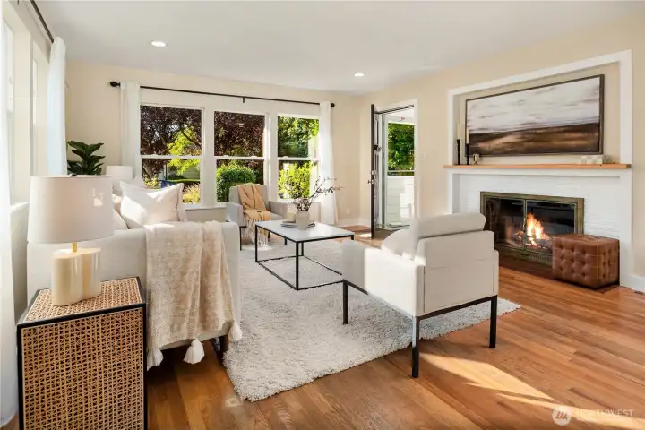 Looking across the living room towards the front entry.