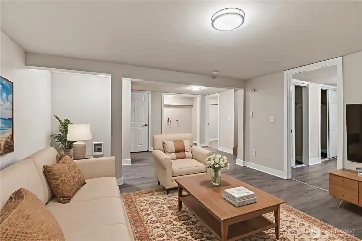 Virtually Staged Down stairs living room