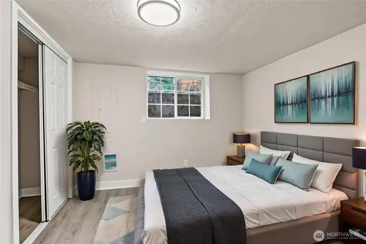 Virtually Staged Down stairs bed room