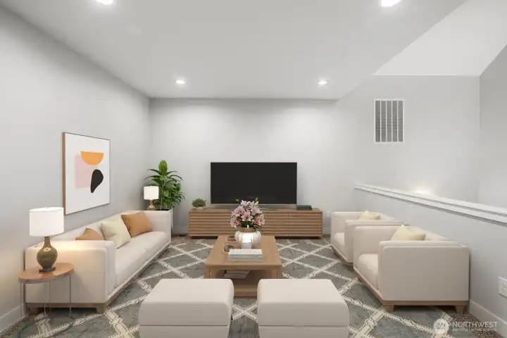 Virtually Staged Loft Area! Perfect for another living space or home theater!