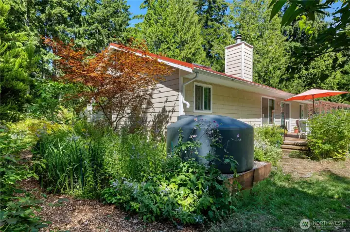And an irrigation cistern filled from the gutters.