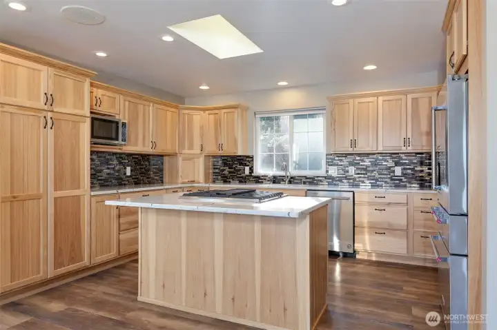 Beautiful hickory cabinets in kitchen