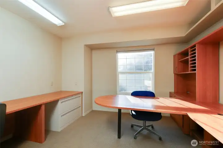 Office with built in cabinetry