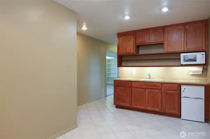 Downstairs kitchen and dining area.