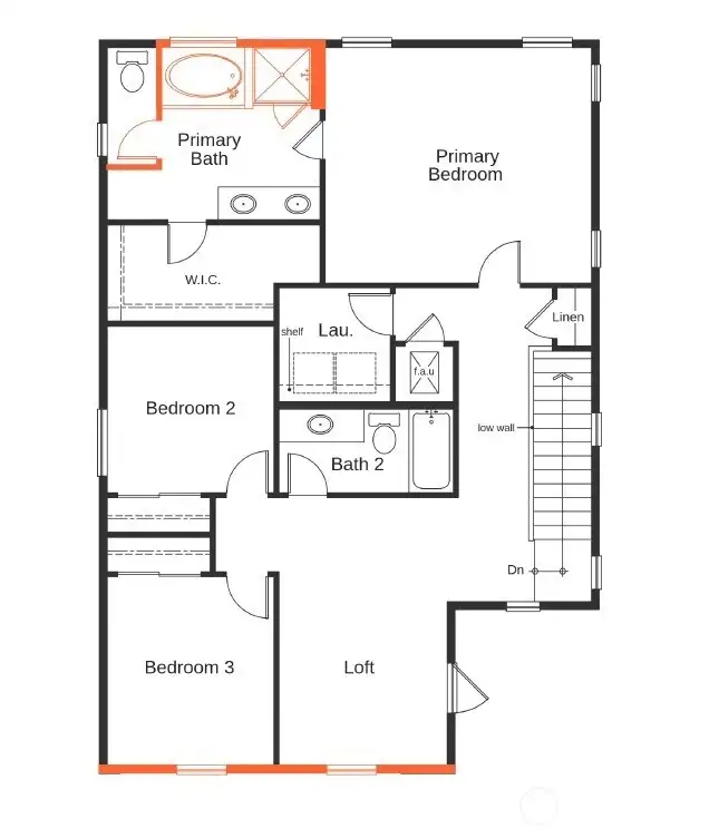Rendering second floor layout, not of actual home