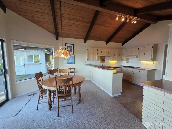 kitchen and dining room looking from living room