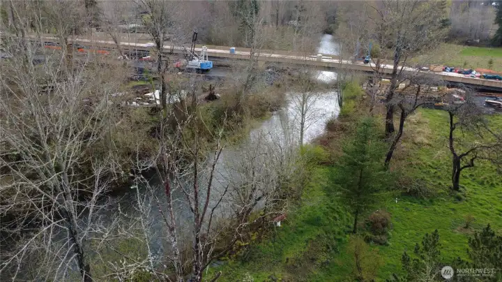 New Big Quilcene River habitat restoration project and New Linger Longer Bridge in progress.
