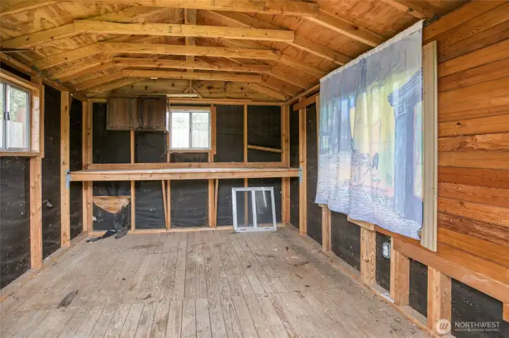 View inside the 10x12 wood shed