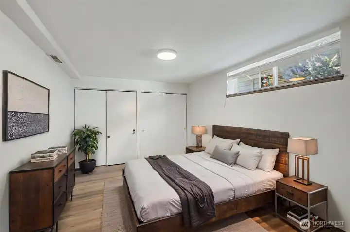 Virtually Staged - spacious basement bedroom