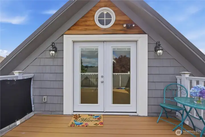 Private view deck on upper unit