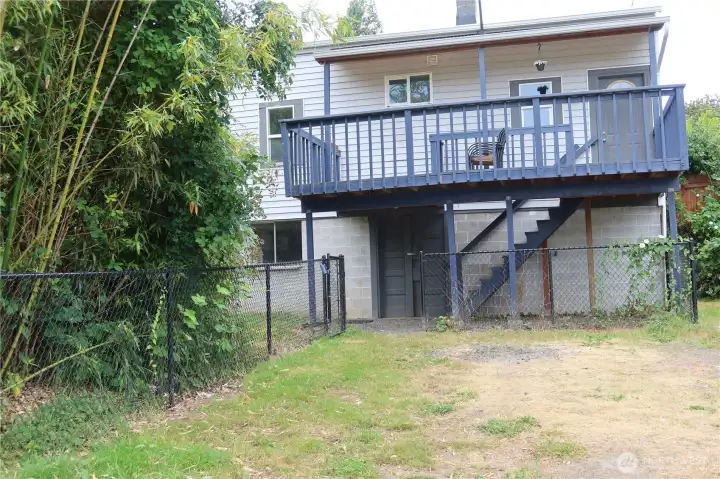 Back deck and parking area