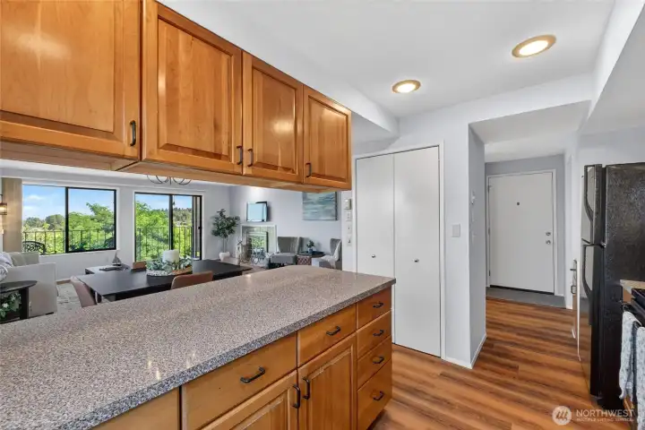 Double door Kitchen pantry and tons of cabinet space