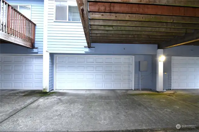 two car garage at basement.