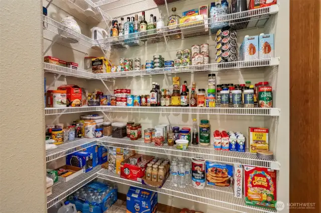 Great sized walk-in pantry with an abundance of shelf space.