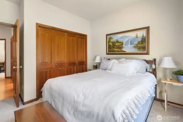 Another view of the first bedroom showing the large closet space.