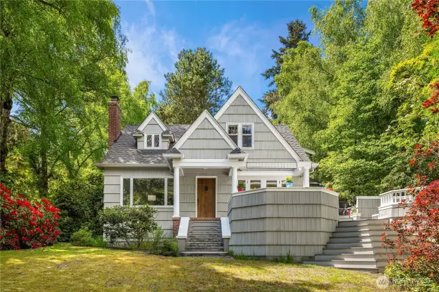 Home sits majestically on huge beautiful secluded lot.