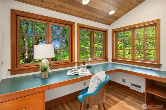 Office windows looking out live like a treehouse